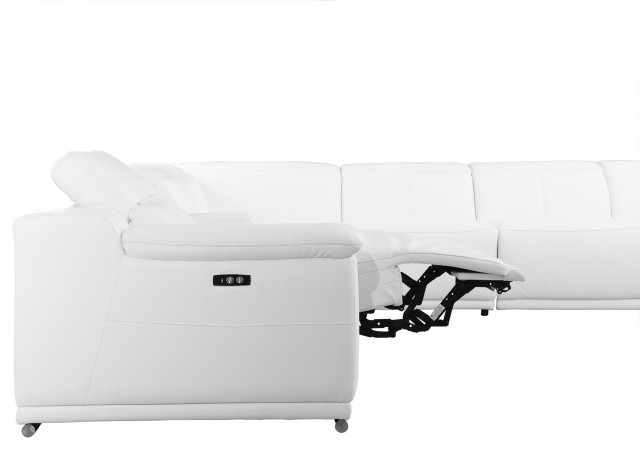 Federico 8-Piece L-Shaped Top Grain Italian Leather Sectional-4 Power ... intended for
