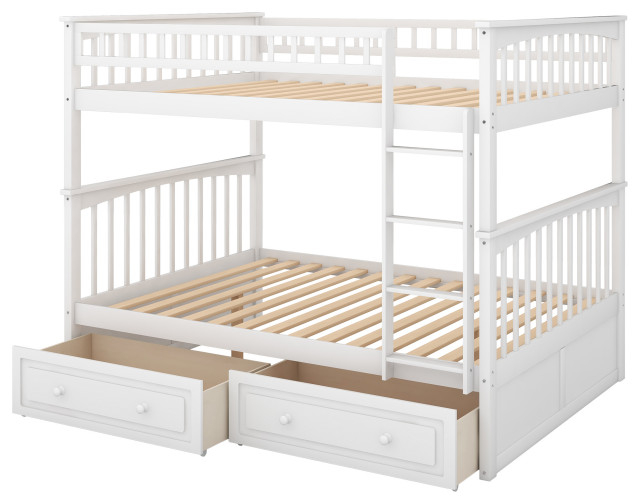 Gewnee Convertible Full Over Full Bunk Bed With Drawers In White ... with regard to Transforming Bedrooms How the Gewnee Bunk Bed Enhances Functionality