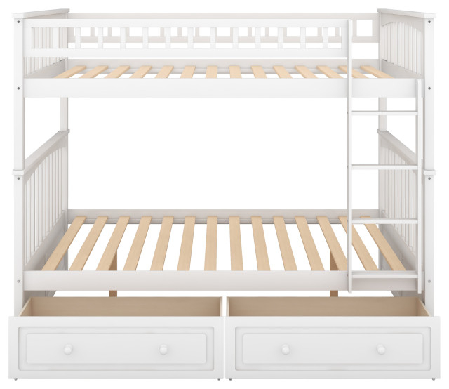 Gewnee Convertible Full Over Full Bunk Bed With Drawers In White ... within