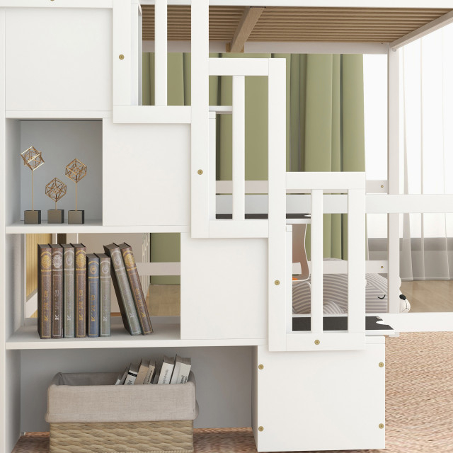 Gewnee Full Size Loft Bed With Built-In Desk - Transitional - Loft Beds ... within
