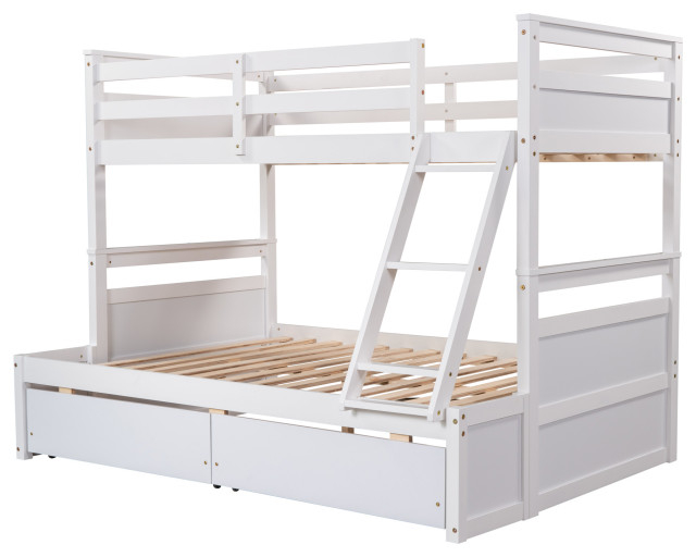 Gewnee Twin Over Full Bunk Bed With Storage Drawers In White ... inside Transforming Bedrooms How the Gewnee Bunk Bed Enhances Functionality