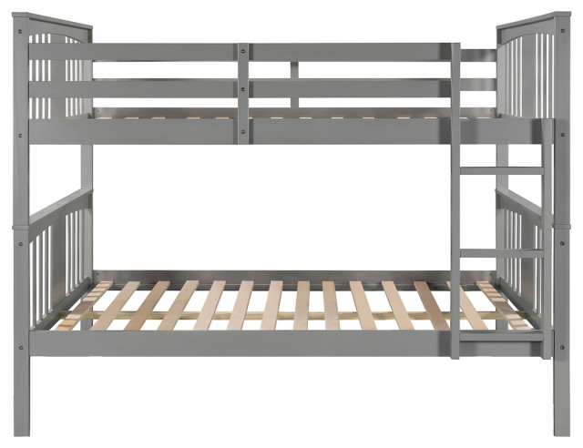 Gewnee Wood Full Over Full Bunk Bed With Ladder In Gray - Transitional ... with regard to