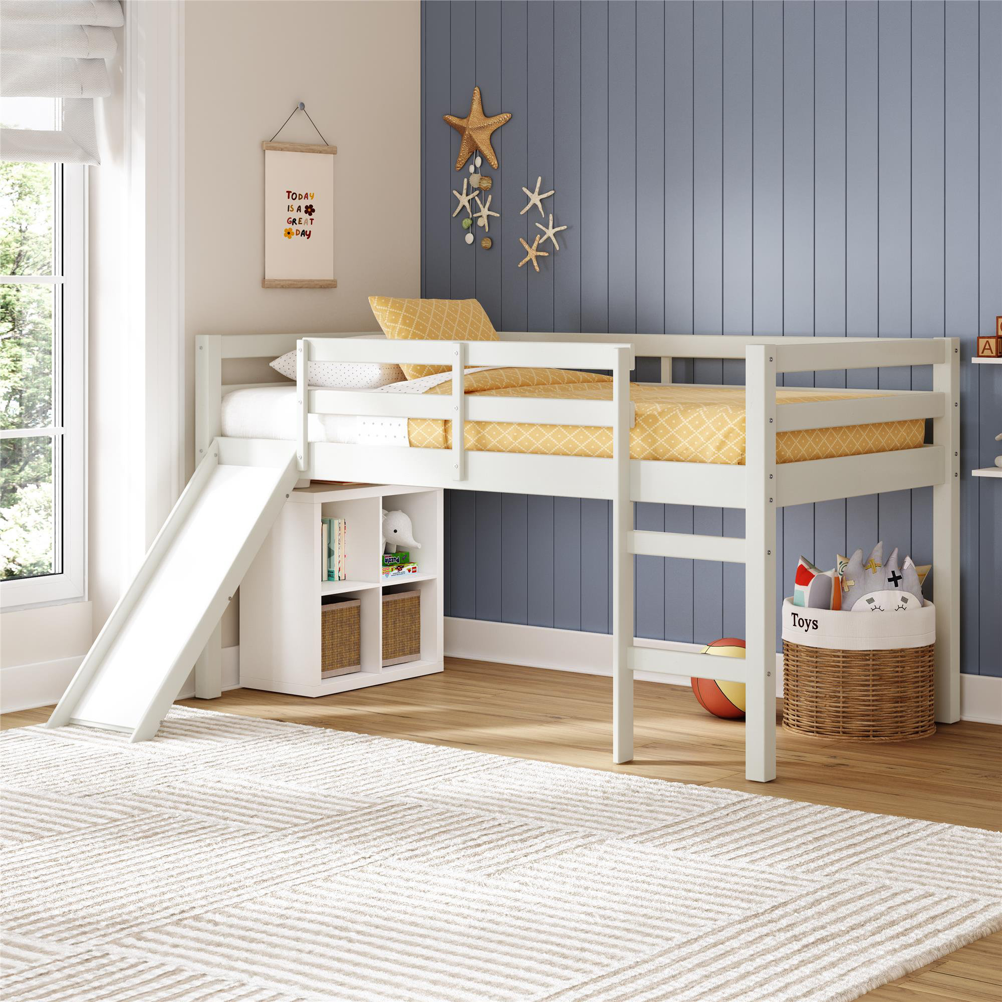 Harriet Bee Keyari Kids' Low Loft Twin Bed With Slide &Amp; Reviews | Wayfair with regard to Real-World Insights Living with the Sweet Dreams Low Loft Twin Bed