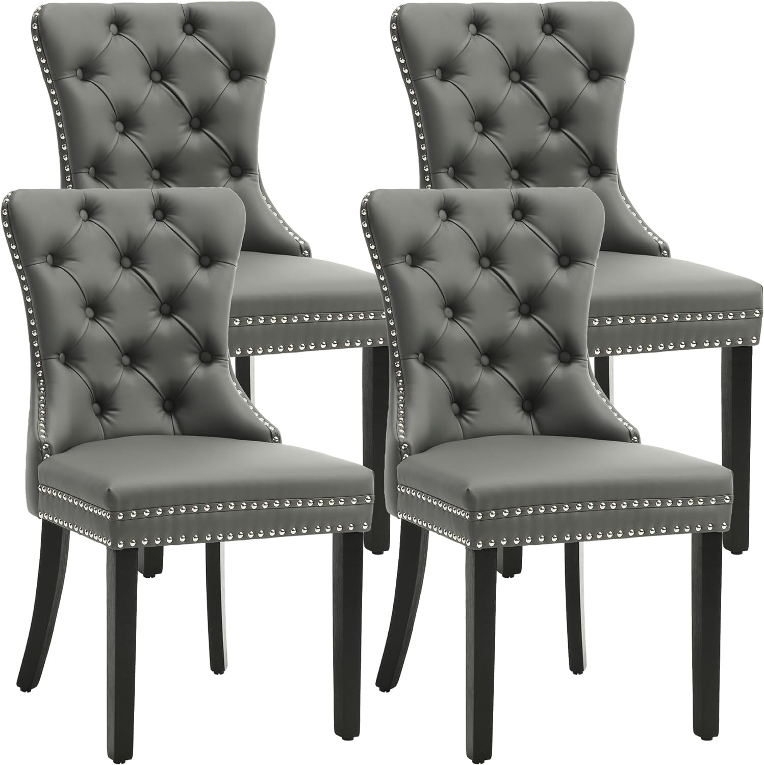 Kcc Faux Leather Dining Chairs Set Of 4, Upholstered High-End Tufted ... in Style Meets Functionality Your Guide to Faux Leather Dining Sets