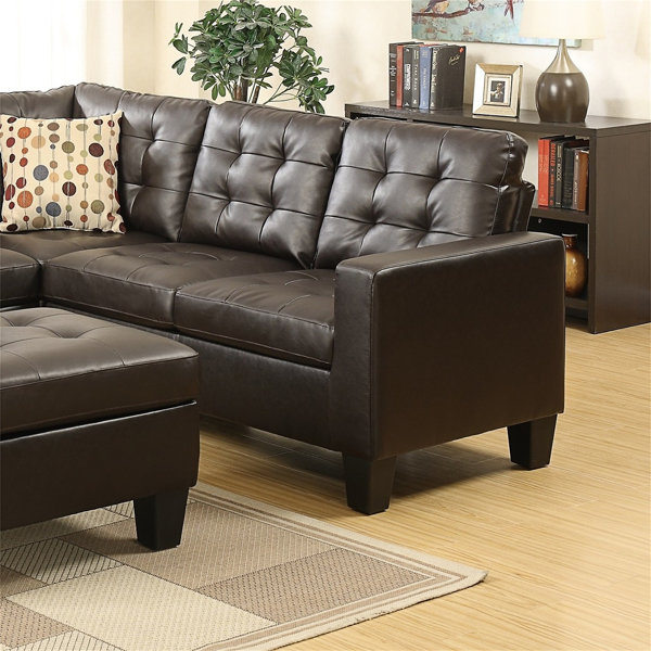 Latitude Run® Modular Sectional W Ottoman Espresso Faux Leather 4Pcs ... regarding