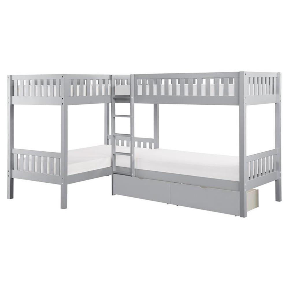 Lexicon Orion Transitional Wood Corner Bunk Bed With Storage Boxes In ... within