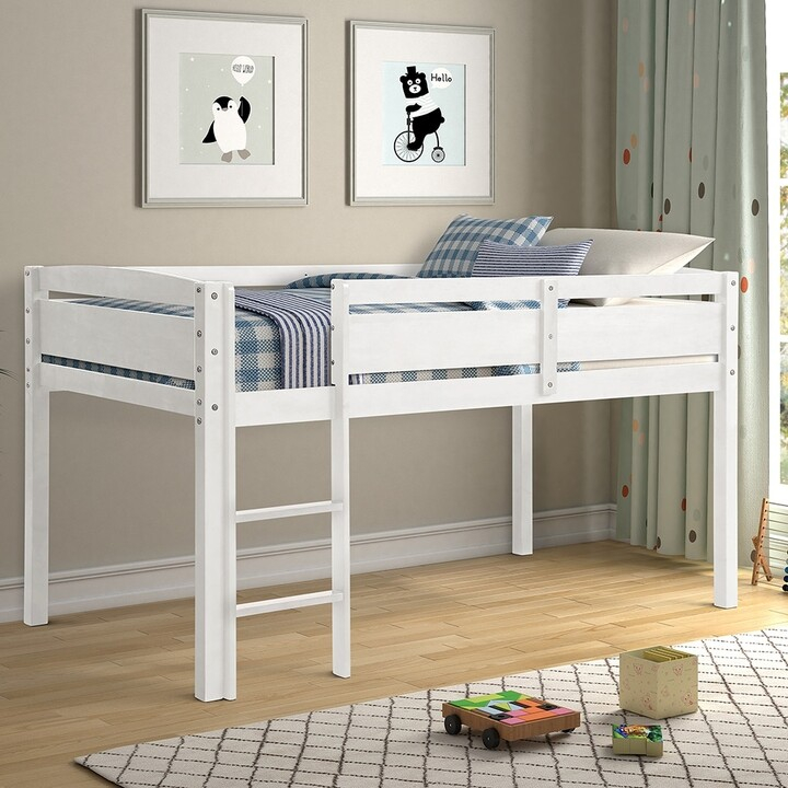 Liveditor Twin Wood Loft Bed Low Loft Beds For Kids With Ladder,Twin ... with
