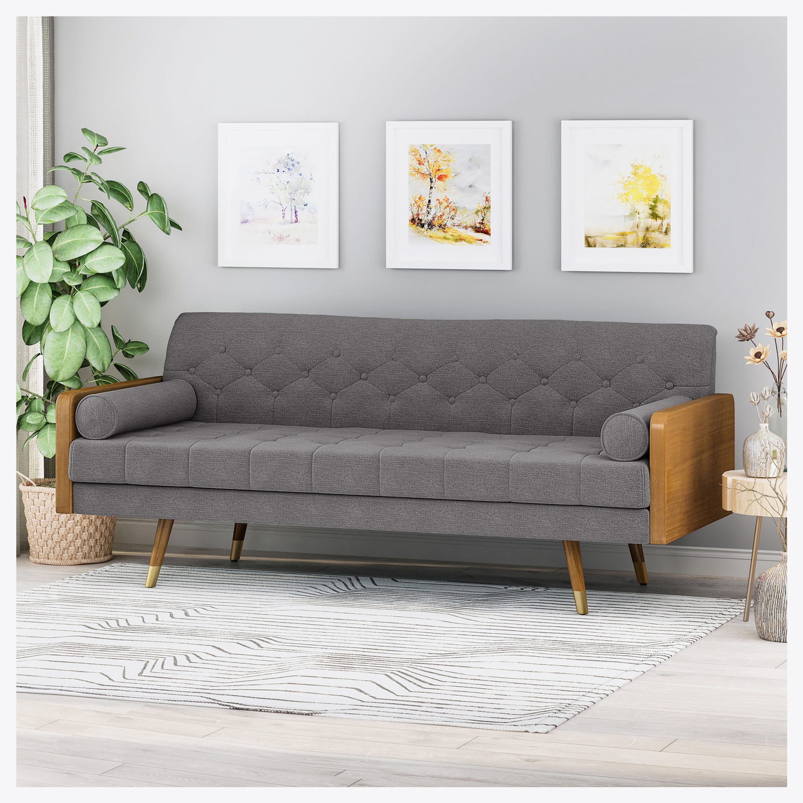 Mercer41 Aidan Mid Century Modern Tufted Fabric Sofa - Wayfair Canada within The Aidan Sofa A Deep Dive into Tufted Fabric and Timeless Design