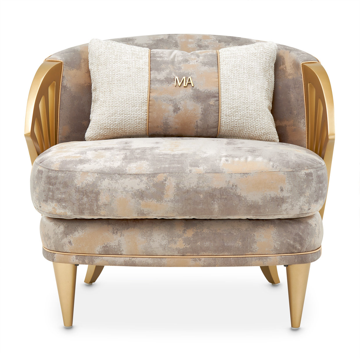 Michael Amini La Terrazza - Accent Chair Cappuccino - Light Champagne ... for Exploring the Luxurious Texture of the La Terrazza Chenille Sofa Cappuccino/Light Champagne