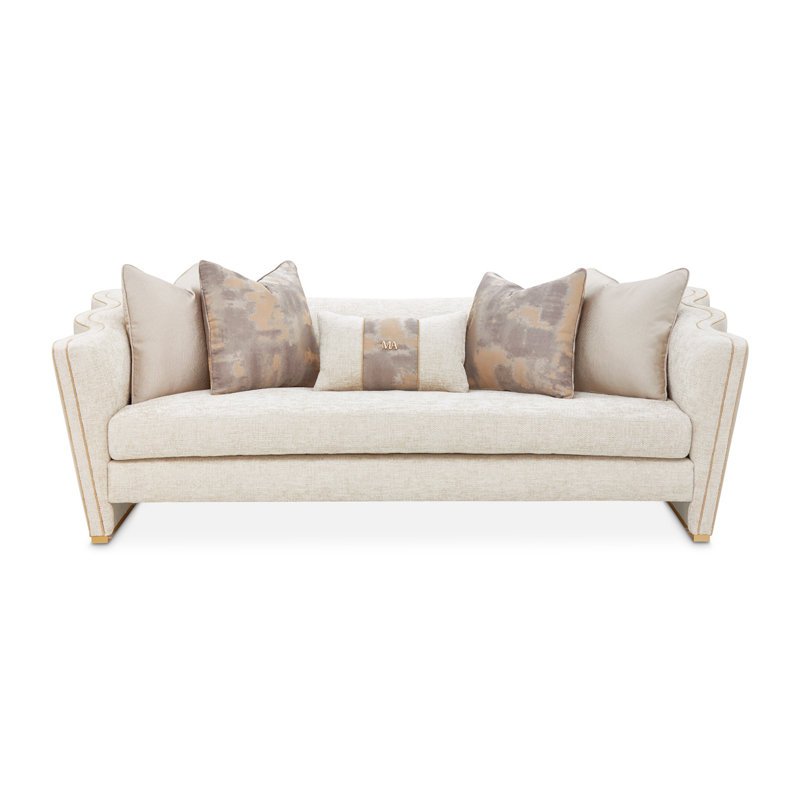 Michael Amini La Terrazza - Sofa Cappuccino - Light Champagne | Wayfair inside Exploring the Luxurious Texture of the La Terrazza Chenille Sofa Cappuccino/Light Champagne