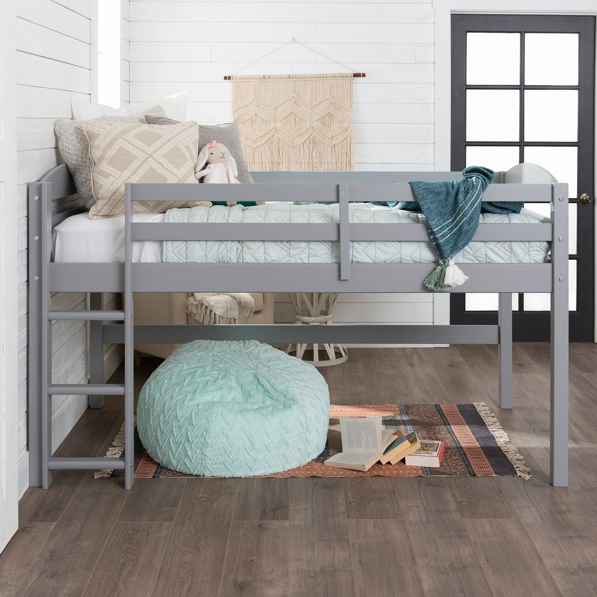 Middlebrook Solid Wood Twin Size Low Loft Bed With Ladder - Bed Bath ... pertaining to