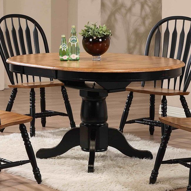 Missouri Round Dining Table In Black/Rustic Oak intended for