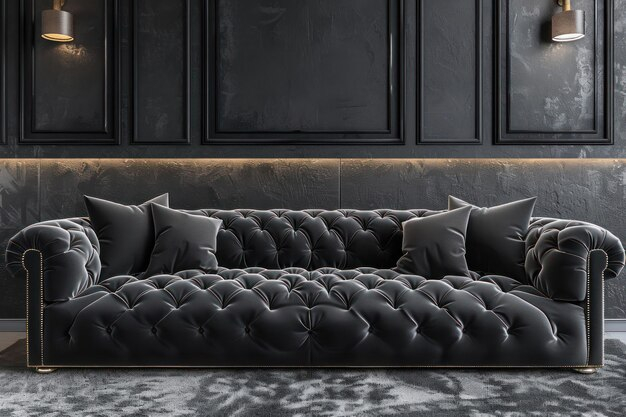Modern And Elegant Interior Design Ideas Black Velvet Sofa With Gold ... for Unpacking the Allure of a Black Velvet Sofa Design Insights