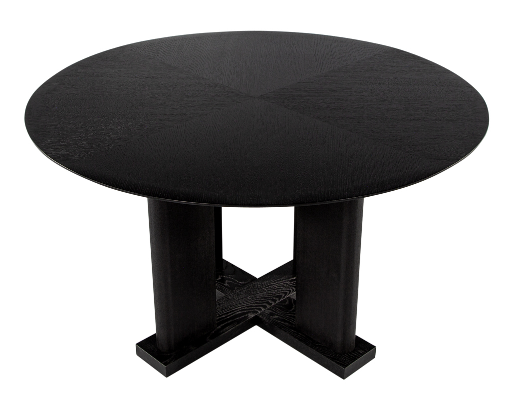 Modern Round Dining Table In Black Cerused Oak Finish - Carrocel Fine ... intended for The Craft Behind a Perfectly Round Black Oak Dining Table