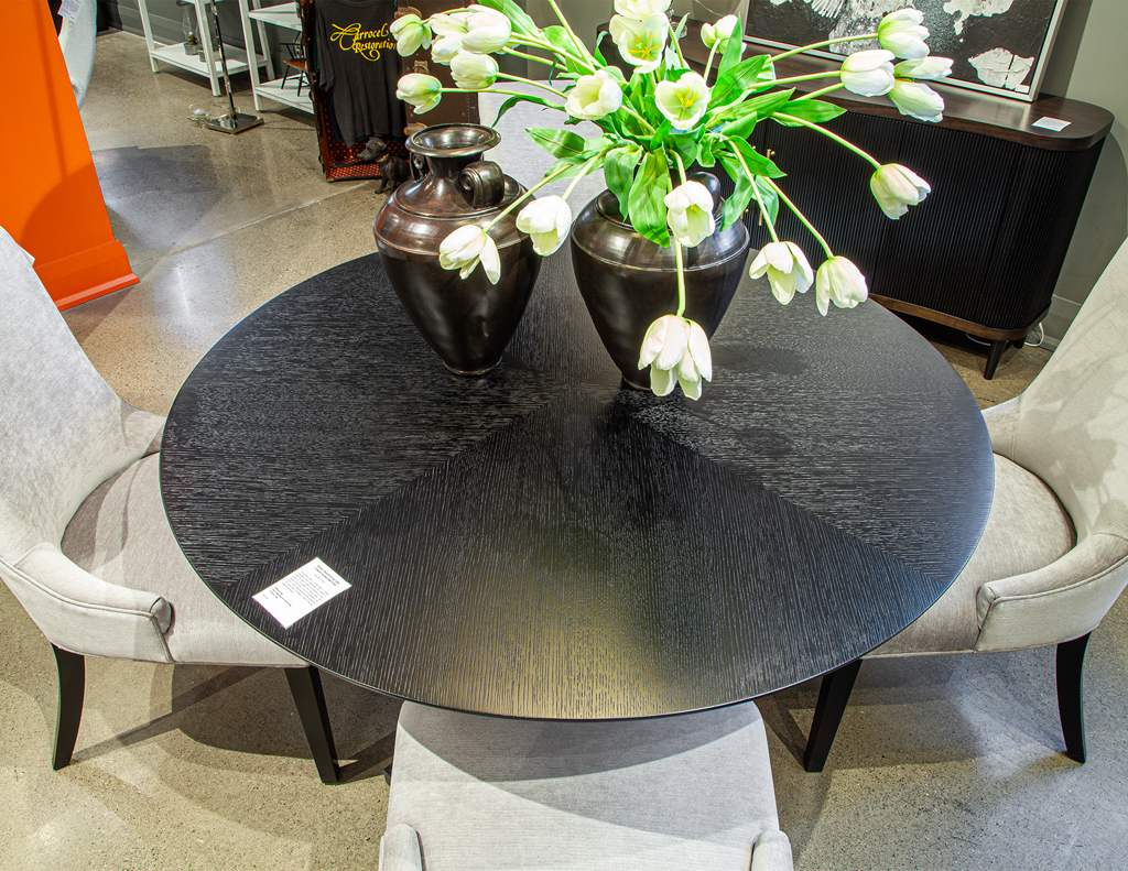 Modern Round Dining Table In Black Cerused Oak Finish - Carrocel Fine ... within The Craft Behind a Perfectly Round Black Oak Dining Table