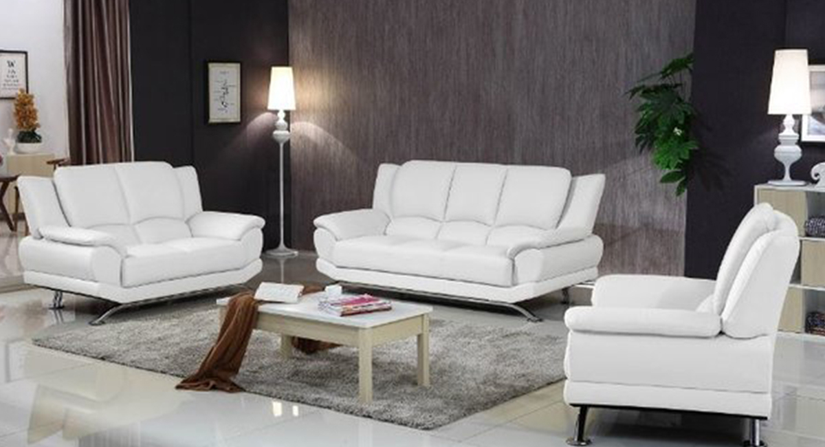 Modern White Leather Sofa | Baci Living Room with