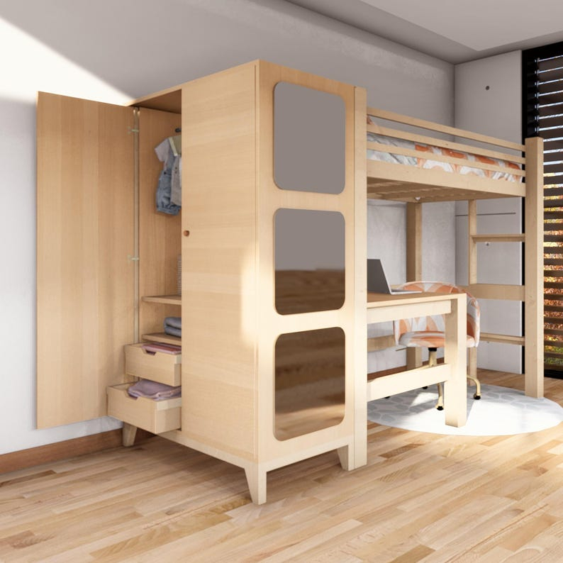Multi-Functional Bunk Bed Diy Plan: Study Desk, Bed &Amp; Wardrobe Combo ... throughout Beyond the Bunk Exploring Multi-Functional Bedroom Solutions