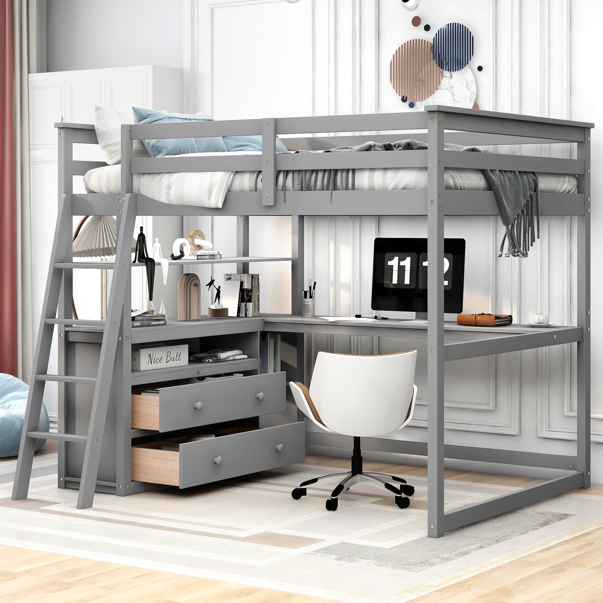 Nestfair Full Size Loft Bed With Desk And Shelves – Artofit inside Understanding the Benefits of the Senon Loft Bed With Desk Silver and Black