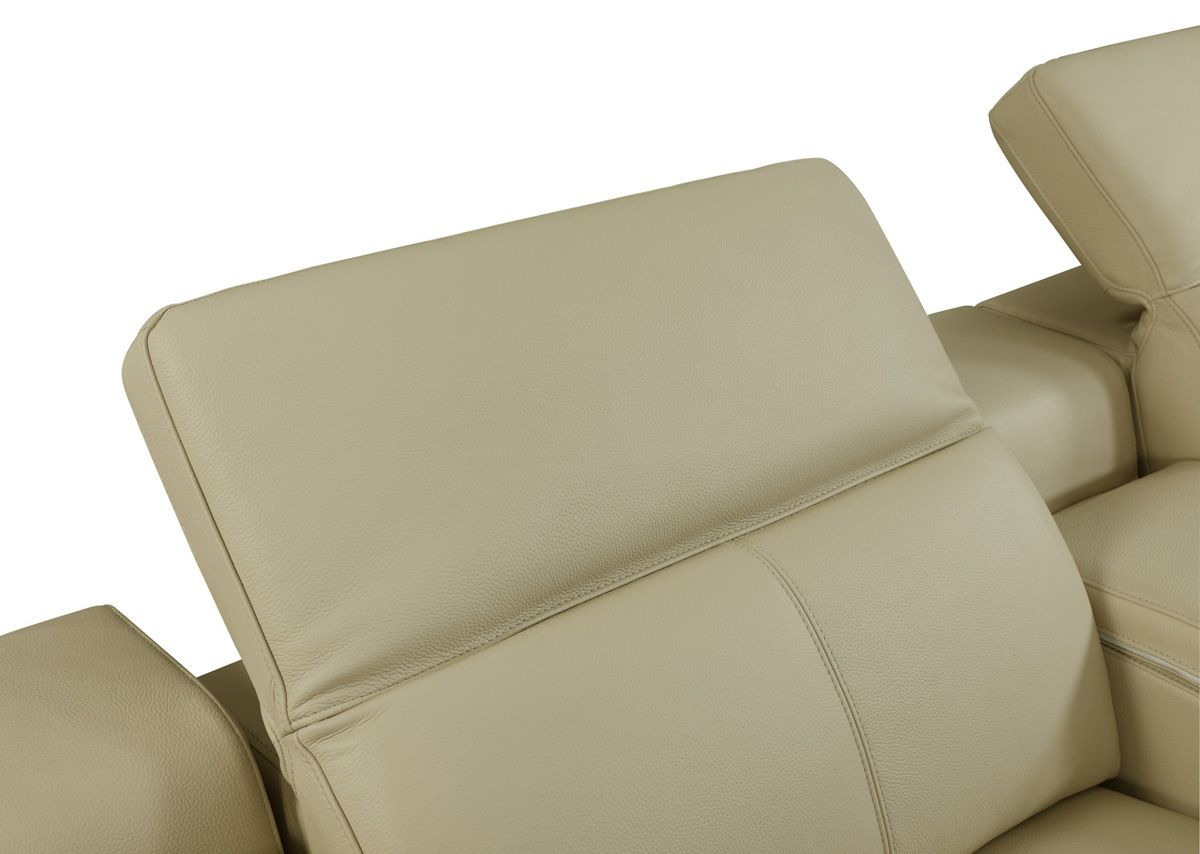 Nieves Beige Italian Leather Recliner Sectional regarding