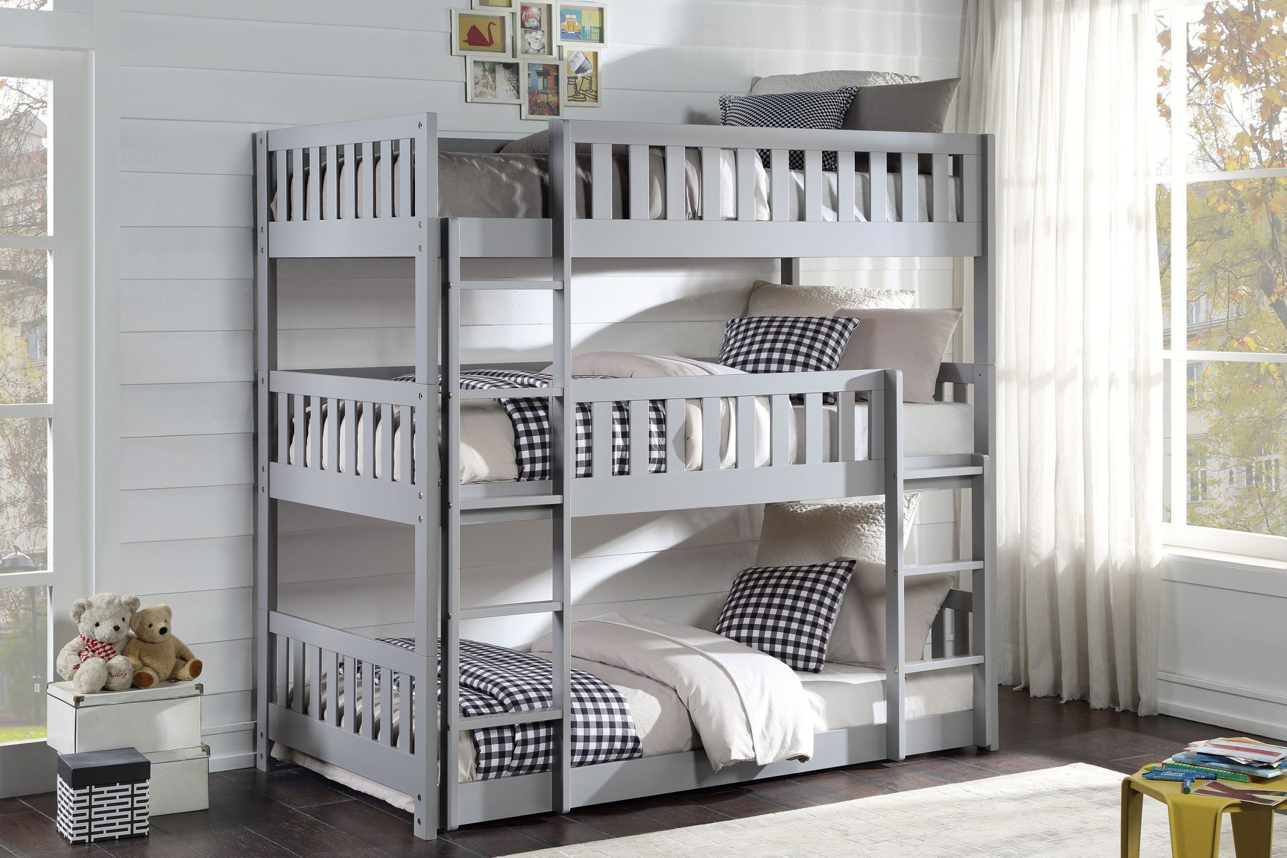 Orion Gray Triple Bunk Bedroom Set In 2022 | Bunk Beds, Triple Bunk Bed ... for