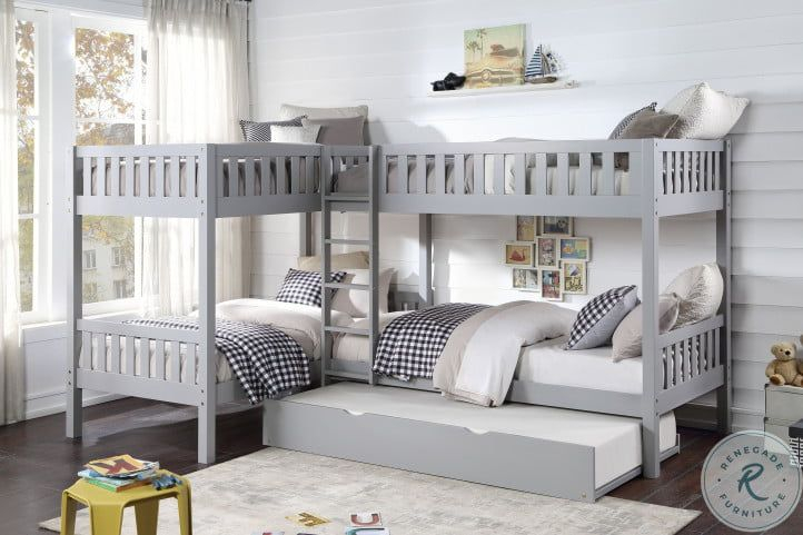 Orion Gray Twin Corner Bunk Bed With Trundle | Corner Bunk Beds, Bunk ... within Creating a Cozy and Functional Space with the Lexicon Orion Gray Bunk Bed