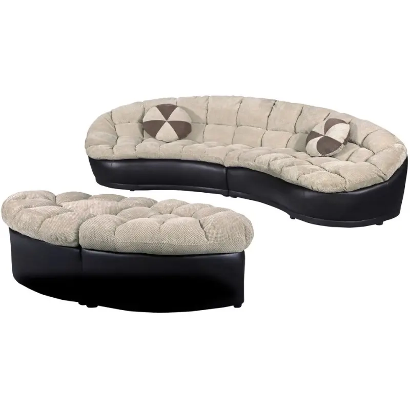 Papasan 4-Piece Crescent Sofa Set, Brown - Vigshome regarding