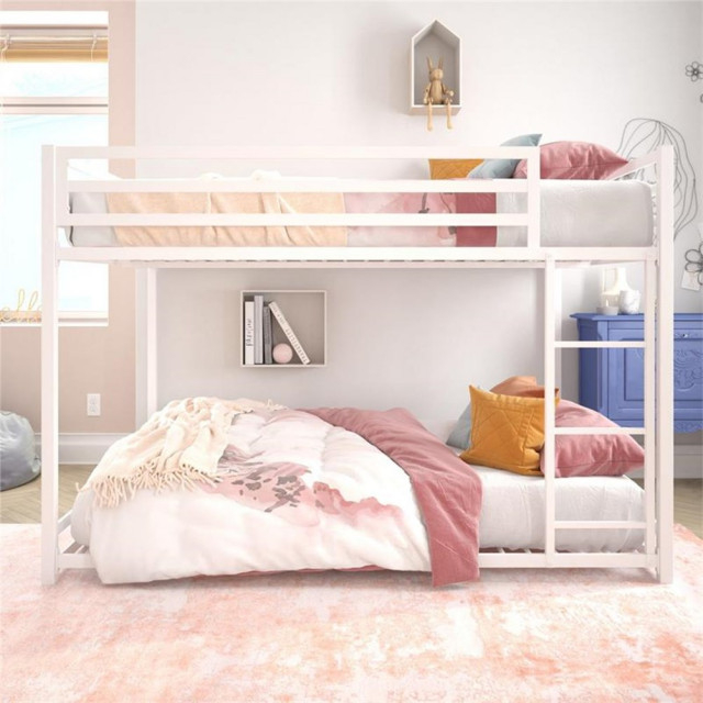 Pemberly Row Modern / Contemporary Metal Full/Full Bunk Bed In White ... within