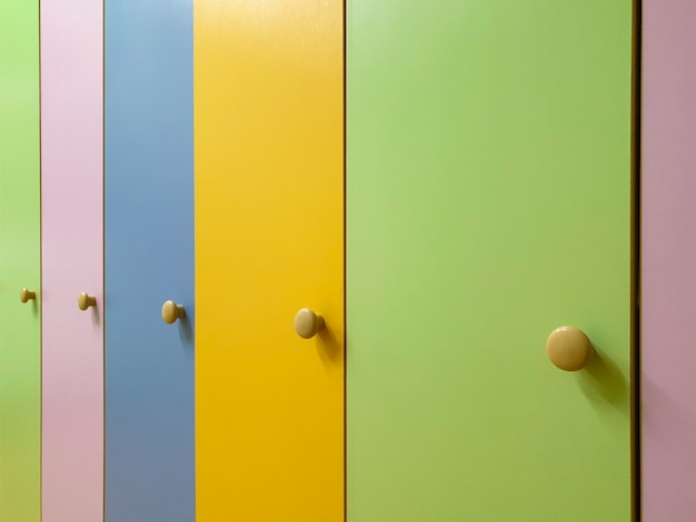 Premium Photo | Colored Doors Of Children Wardrobes For Clothes In The ... regarding