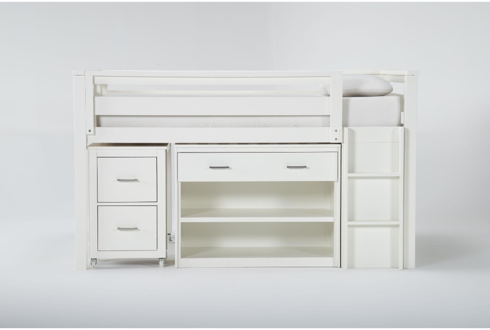 Reese White Full Sleep + Study Low Loft Bed In 2022 | Low Loft Beds ... intended for Designing Dream Sleep Spaces with the Gewnee Low Loft House Bed