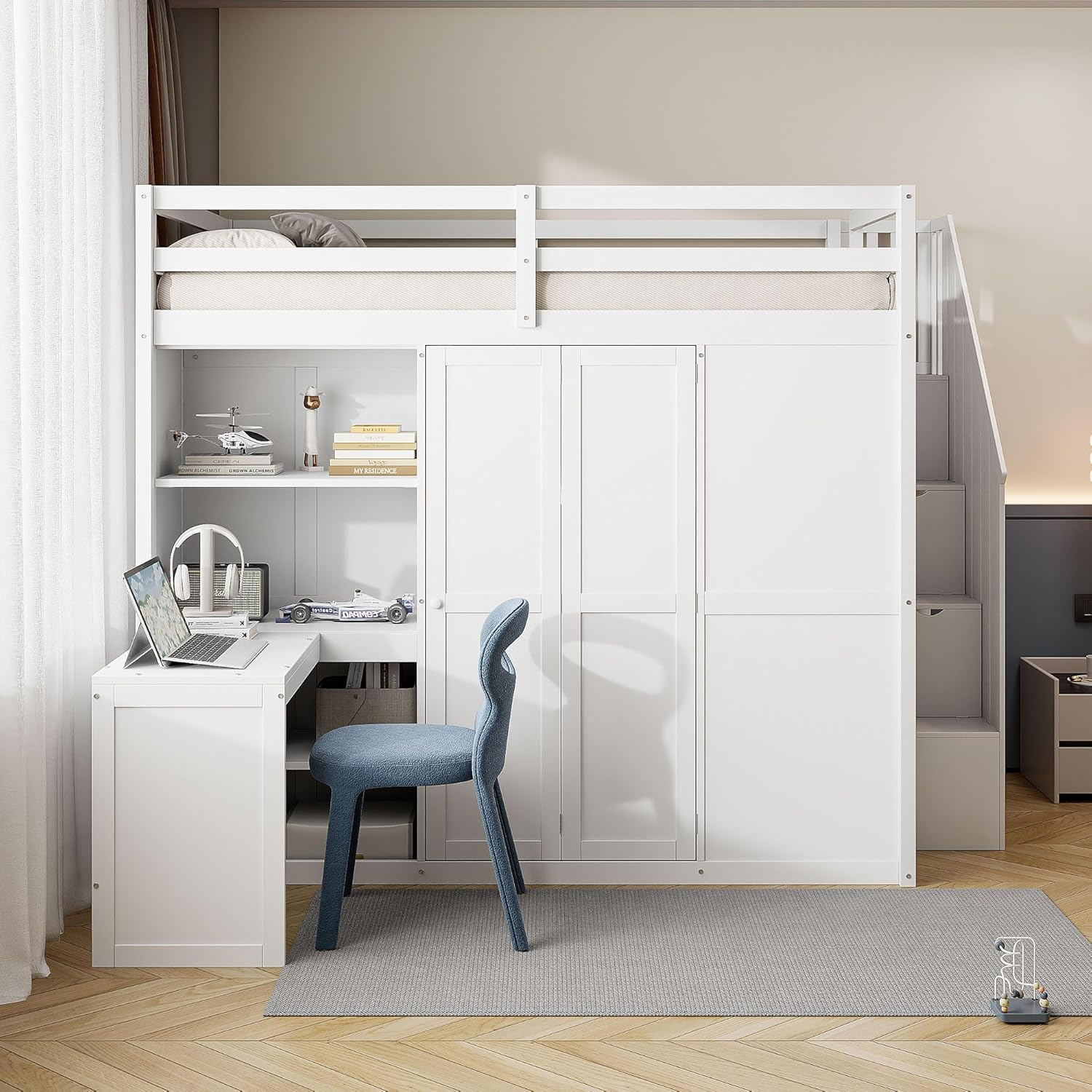 Revolutionize Your Living Space With A Stylish Loft Bed With Desk For ... intended for Understanding the Benefits of the Senon Loft Bed With Desk Silver and Black