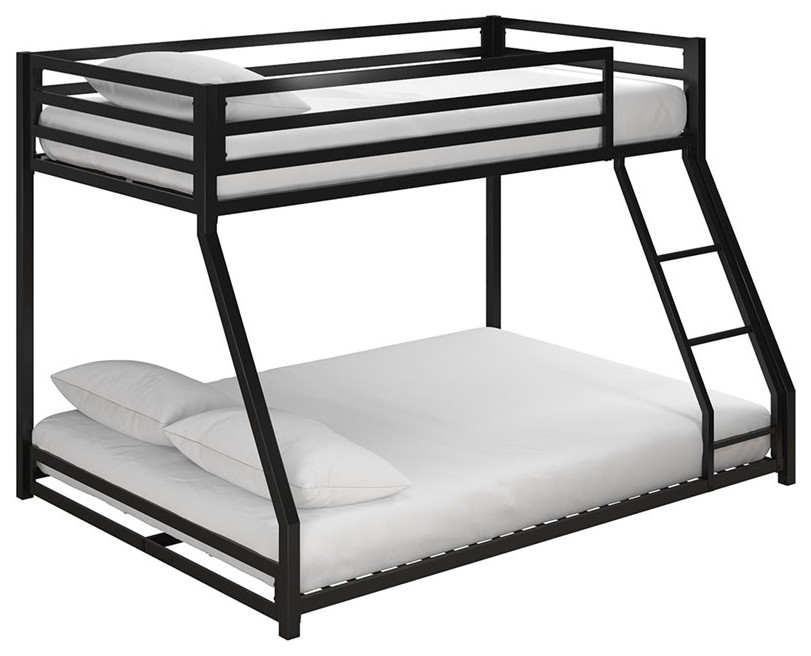 Rosebery Kids Twin Over Full Metal Bunk Bed In Black - Transitional ... in