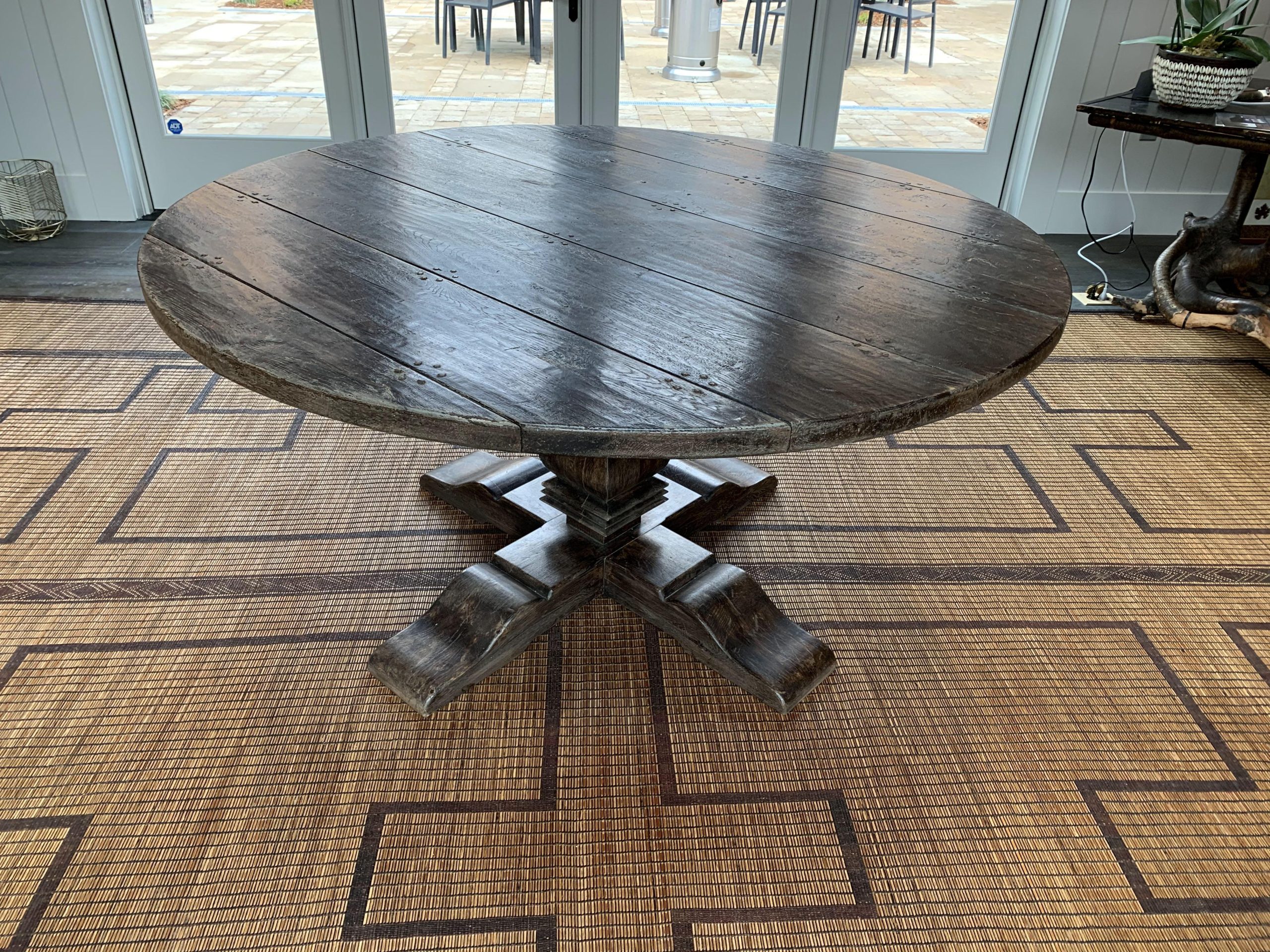 Round Black Oak Dining Table | Chairish pertaining to