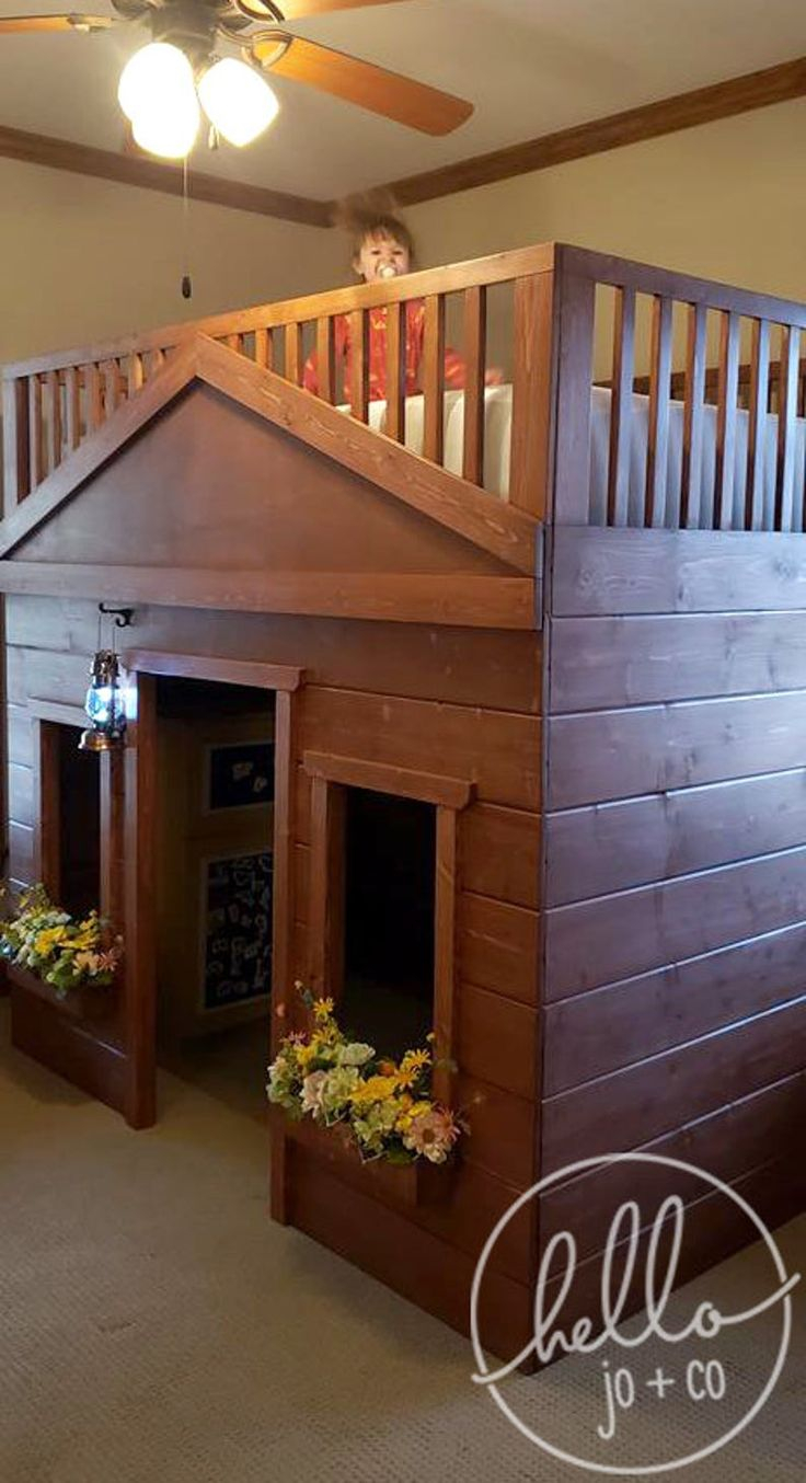 Rustic Solid Wood Playhouse Bed - Etsy | Playhouse Bed, Build A Loft ... for