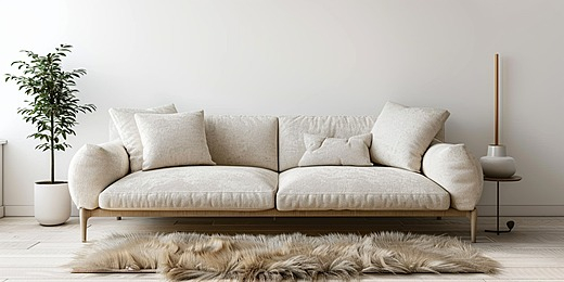 Serene Scandinavian Style Living Space With Sofa And Vase Tranquil ... with regard to