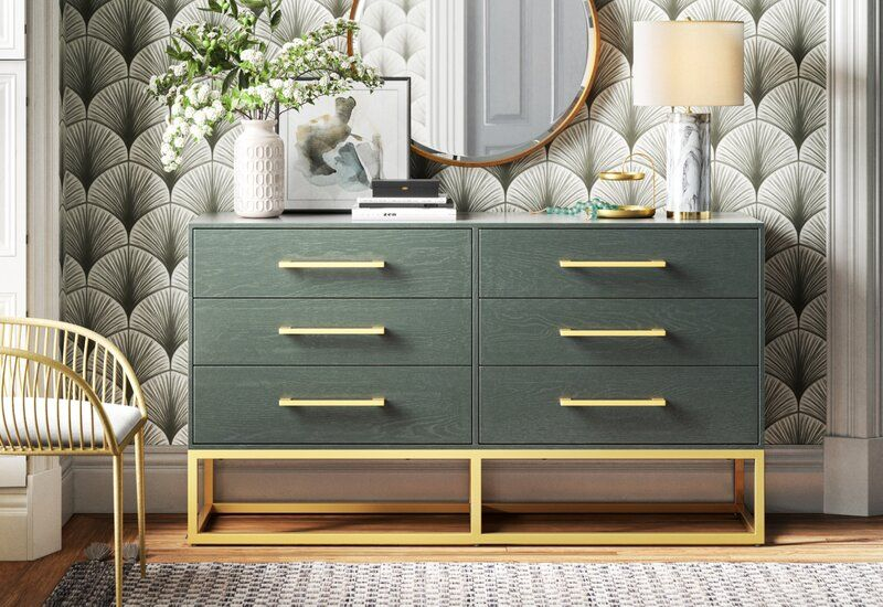 Sheldon 6 - Drawer Double Dresser | Vintage Style Rugs, Double Dresser ... pertaining to