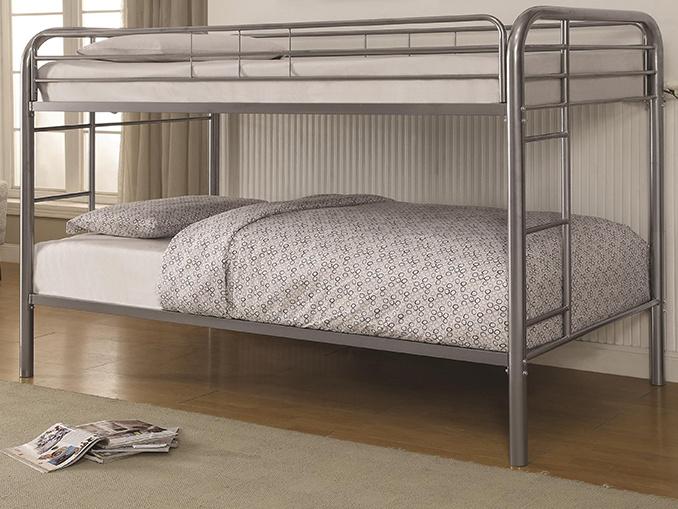 Silver Metal Youth Bunk Bed Twin Xl Over Twin Xl - Bailey's Furniture ... throughout