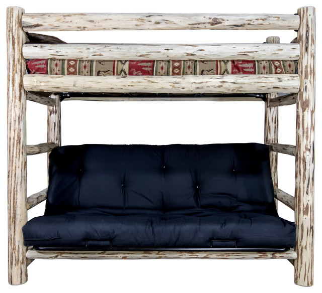 Twin Bunk Bed Over Full Futon Frame With Mattress, Ready To Finish ... throughout