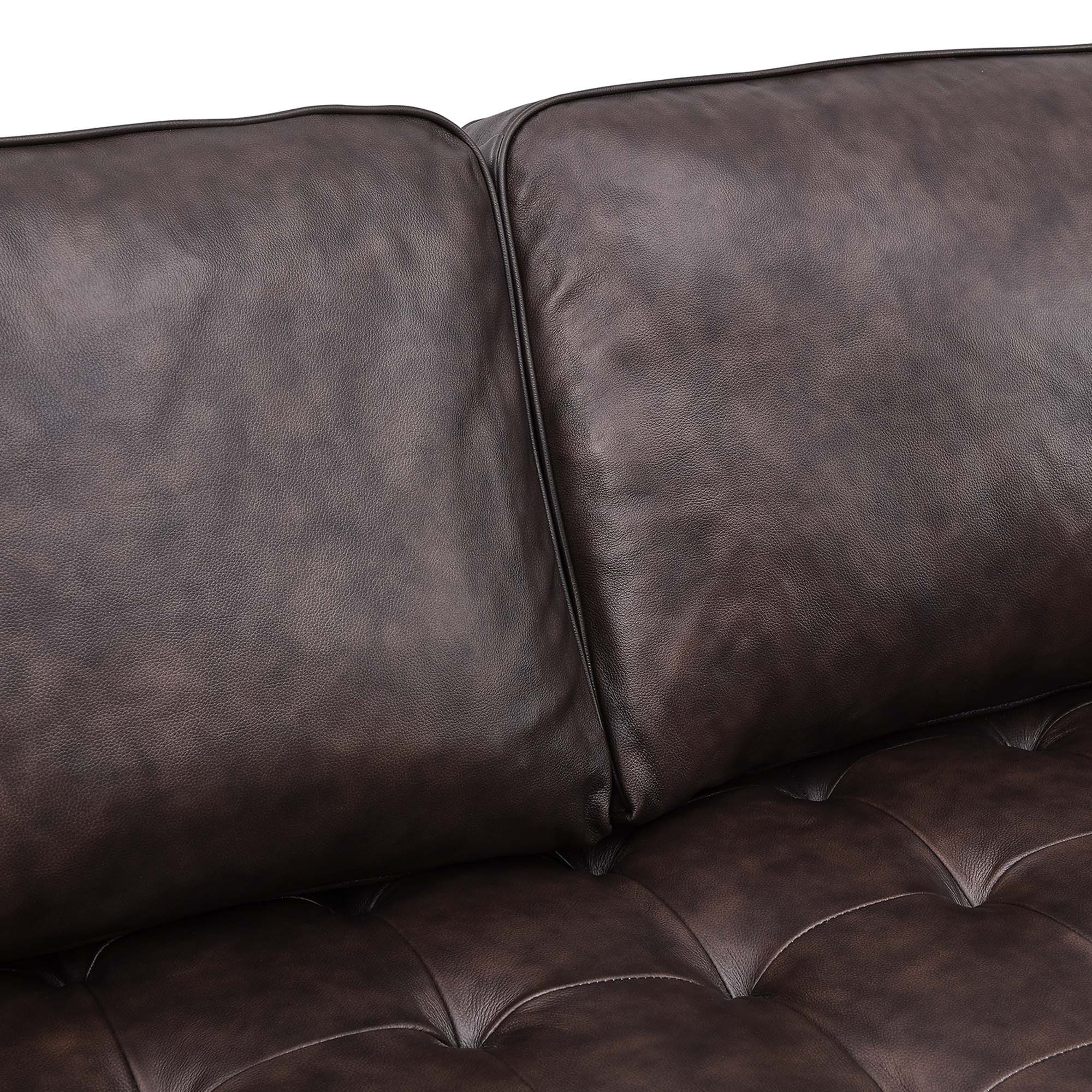 Valour 98" Mid Century Modern Brown Leather Sectional Sofa - Kfrooms in