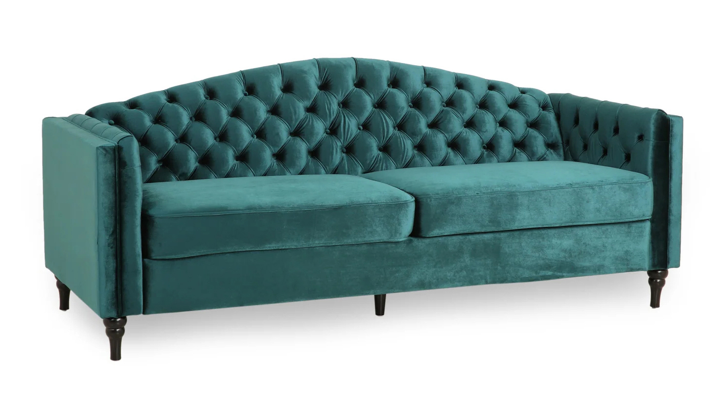 Velvet Teal Sofa - Loluma throughout