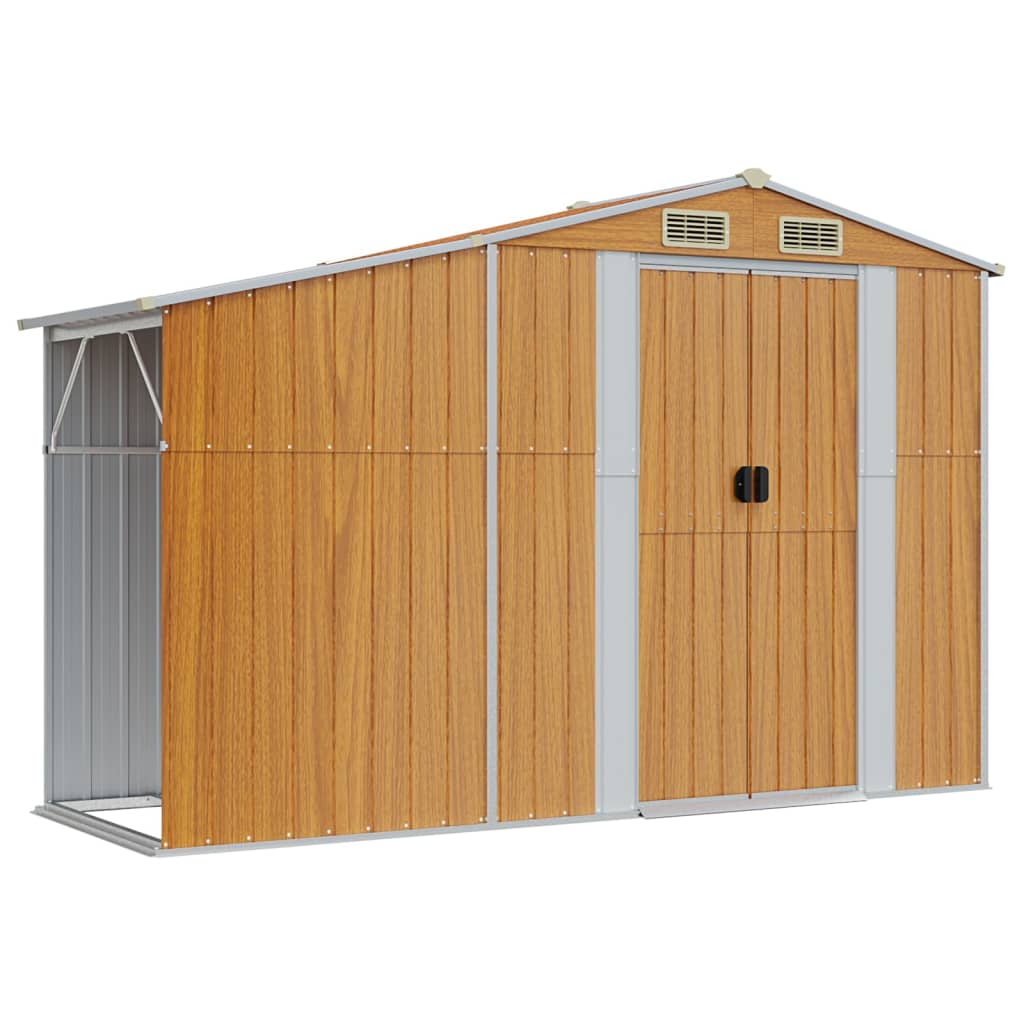 Vidaxl Garden Shed Brown 277X93X179 Cm Galvanised Steel | Vidaxl.ie with