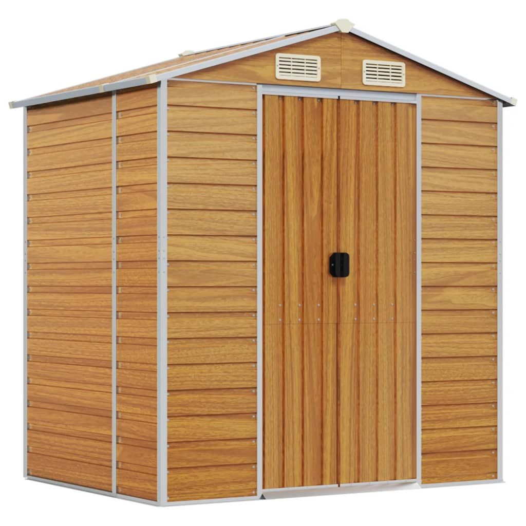 Vidaxl Garden Shed Light Brown 191X130X198 Cm Galvanised Steel | Vidaxl ... within Why the vidaXL 7089 Shed is a Game Changer for Outdoor Organization