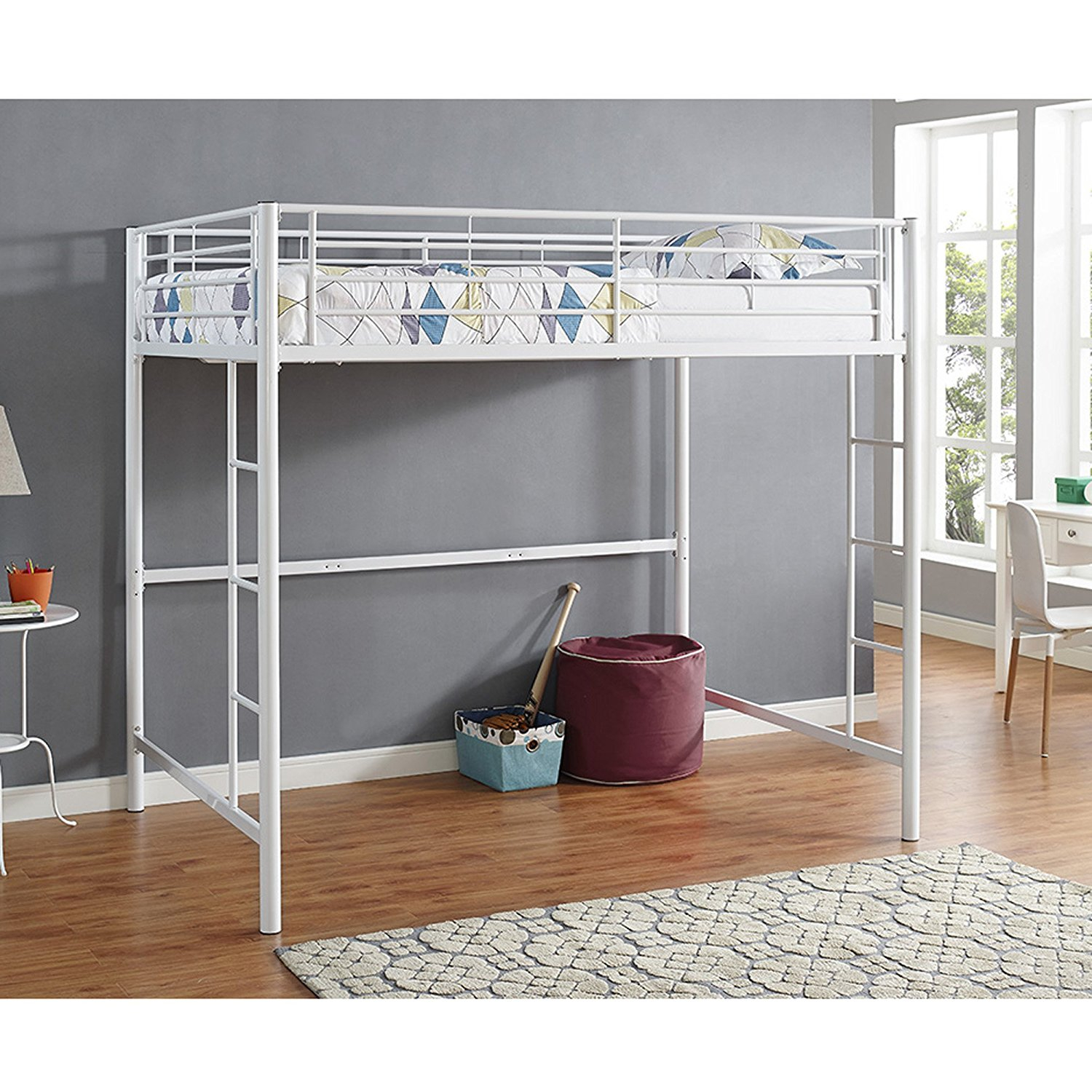 White Metal Bunk Beds With Desk For Children regarding