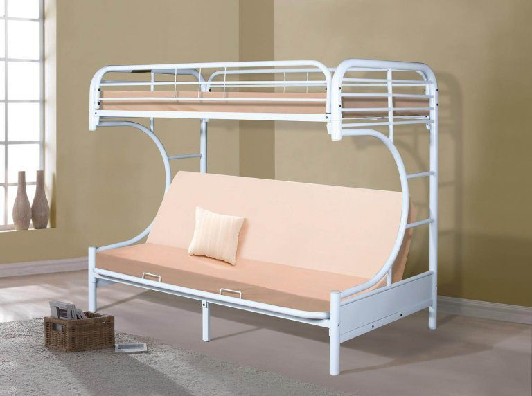White Metal Futon Bunk Bed | Kids' Bunk Beds with