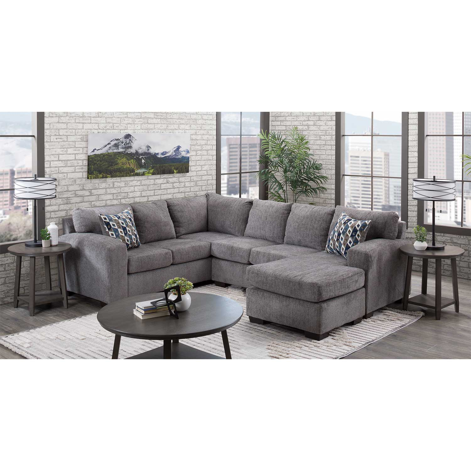 Whitehill Pewter 3 Piece Sectional | Z1-69-3Pc | Afw.com regarding