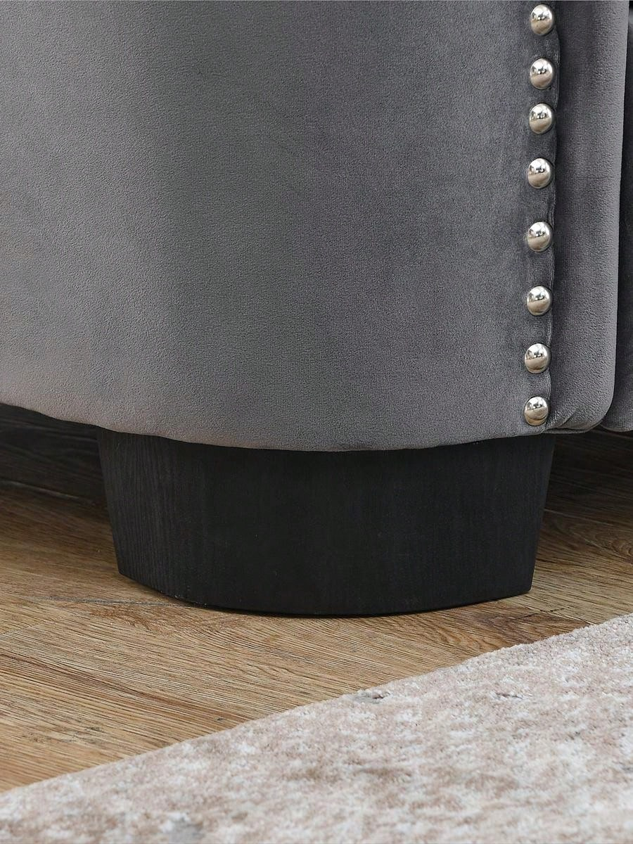 77-Inch Modern Chesterfield Velvet 3-Seater Sofa,Upholstered Tufted ... pertaining to