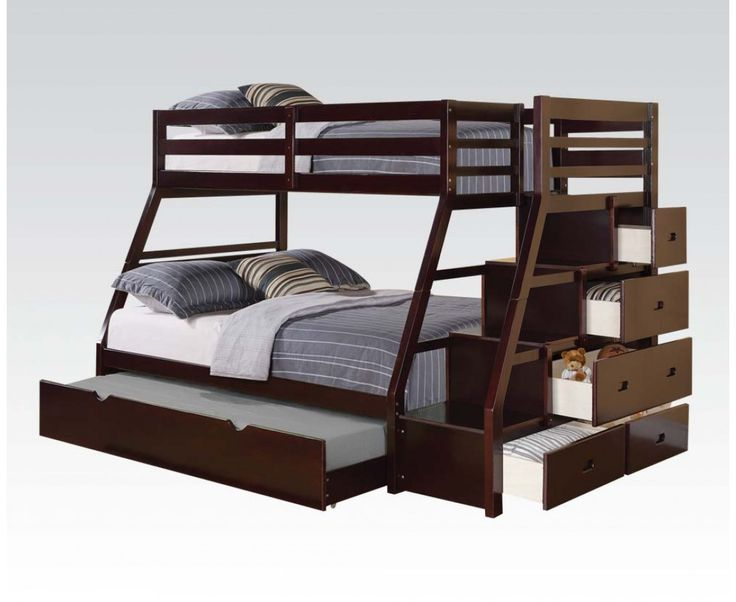 Acme Furniture Jason Espresso Twin Over Full Trundle Bunk Bed | Bunk ... intended for Exploring the Ergonomics of the Jason II Bunk Bed in Espresso