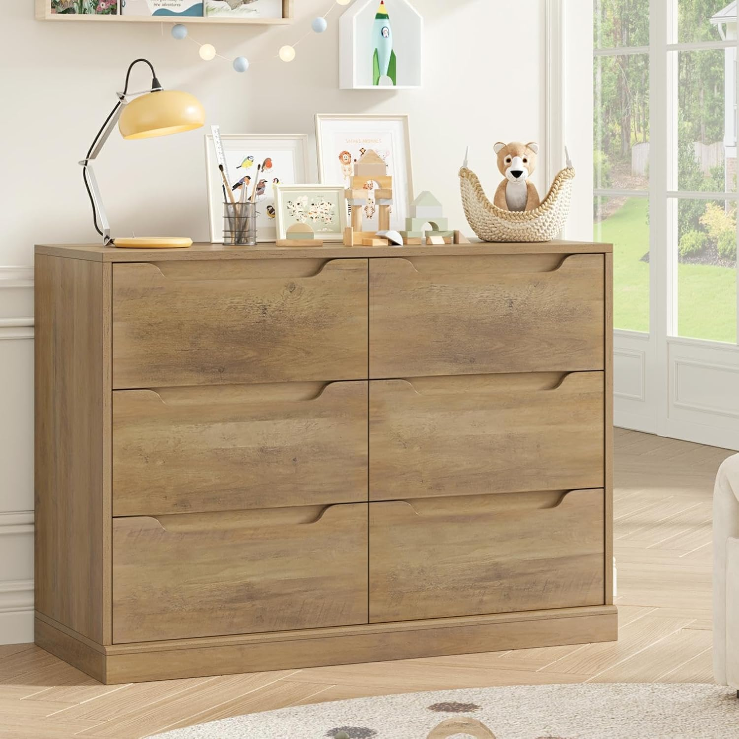 Amazon.com: Hostack Modern 6 Drawer Dresser For Bedroom, Double Chest ... for