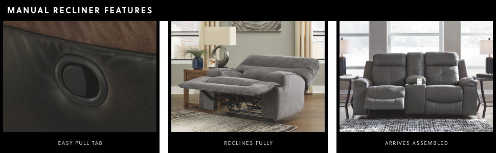 Amazon.com: Signature Design By Ashley Austere Contemporary Faux ... within Exploring the Features of the Gray Austere Faux Leather Recliner by Ashley