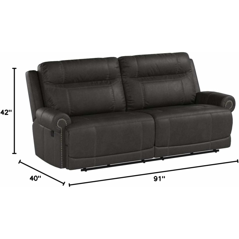 Ashley Austere Reclining Sofa - Manual, Gray pertaining to Exploring the Features of the Gray Austere Faux Leather Recliner by Ashley