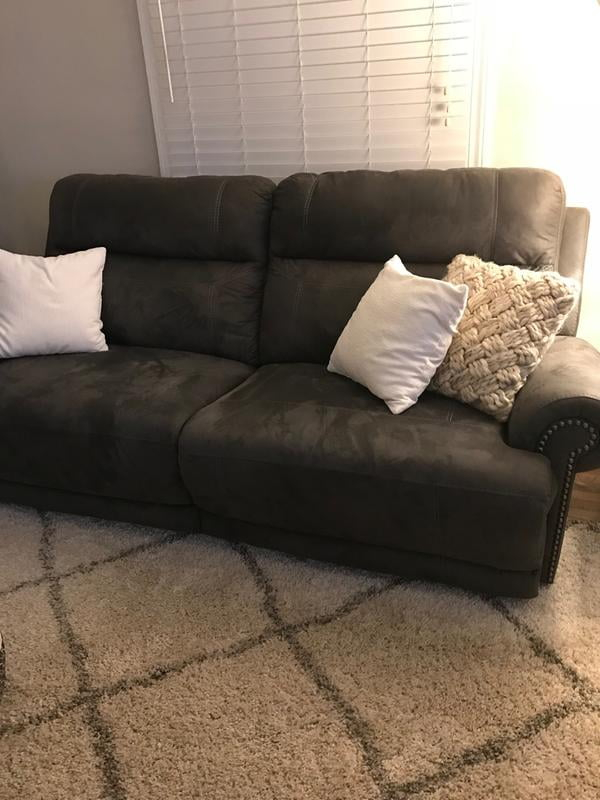 Ashley Furniture Austere Gray 2 Seat Reclining Sofa | Baci Living Room inside Exploring the Features of the Gray Austere Faux Leather Recliner by Ashley